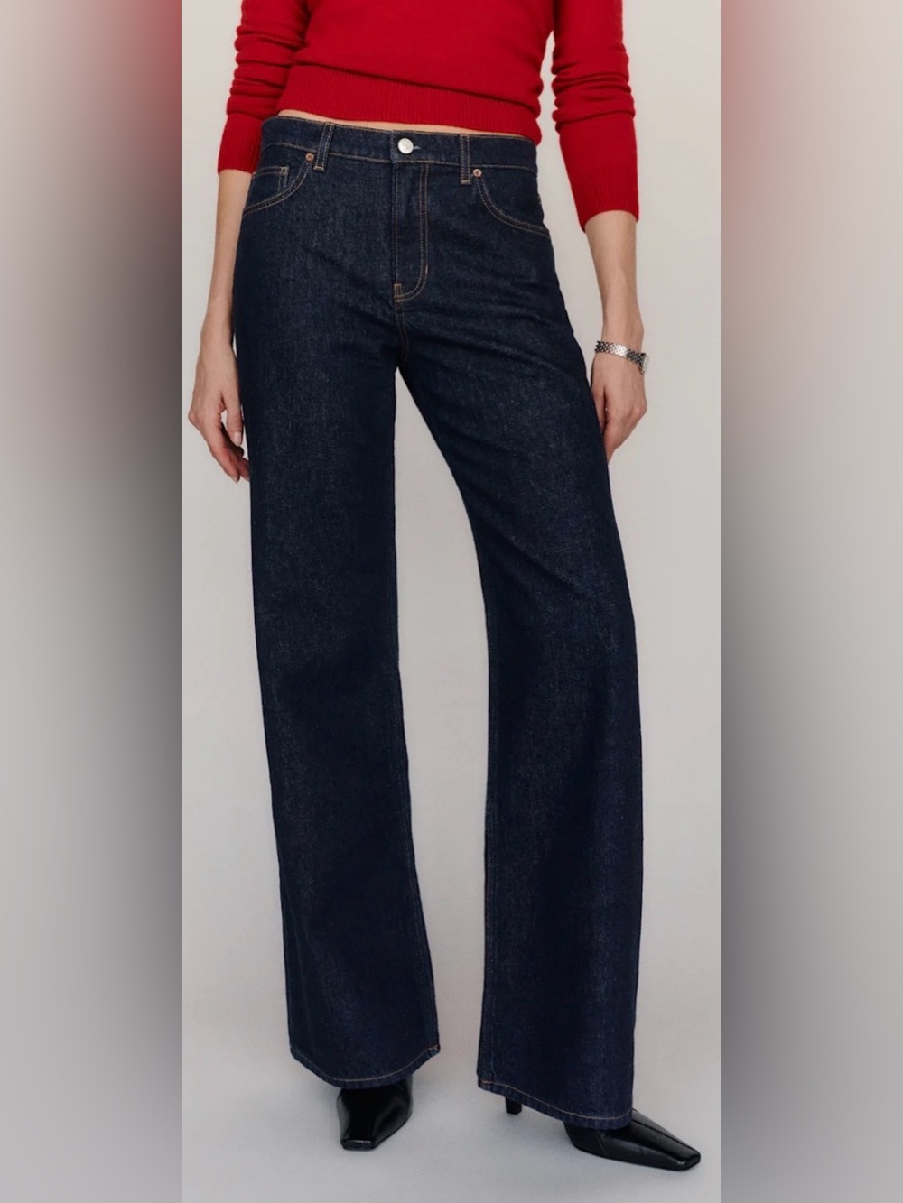 Reformation Cary Low Rise Slouchy Wide Leg Jeans Color Ondine Size 30 Short